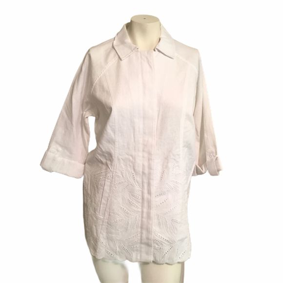Peck & Peck S White Linen Top Lace NWT - Picture 1 of 6